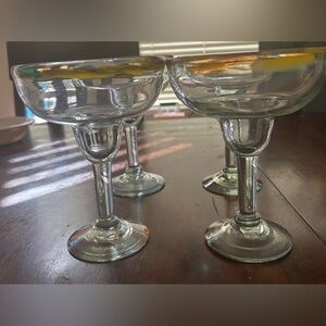 Set of Glass Margarita Glasses with Confetti Rim